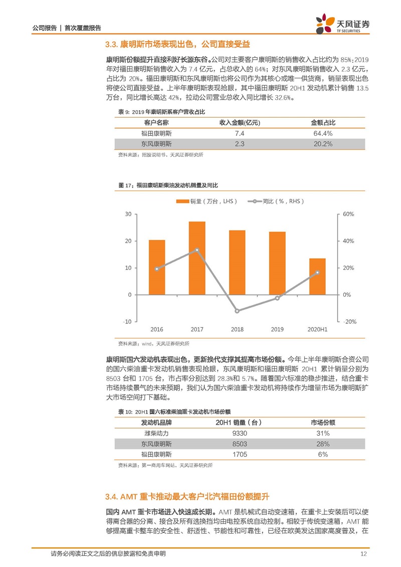 天風(fēng)證券：康明斯核心供應(yīng)商，缸體缸蓋隱形冠軍